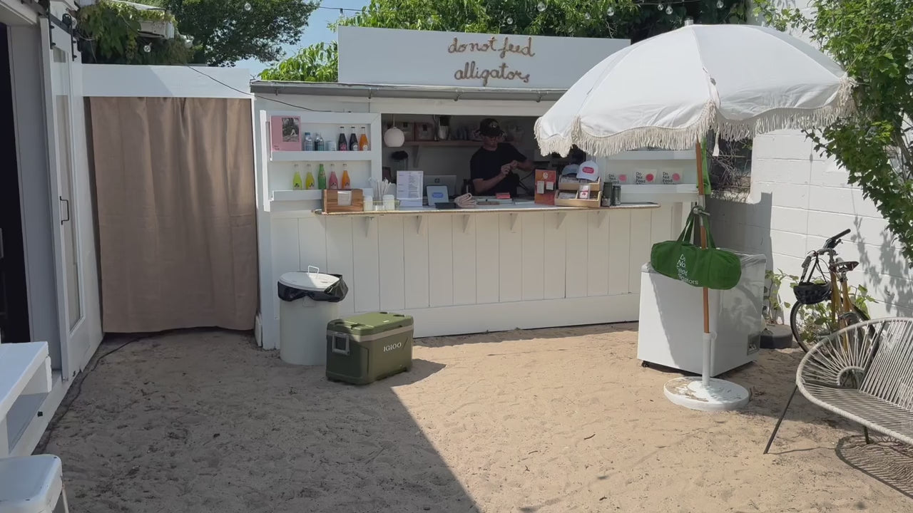 Do Not Feed Alligators Montauk outdoor coffee stand